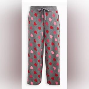 Torrid Dream Fleece Hearts Wide Leg Sleep Pant size 2